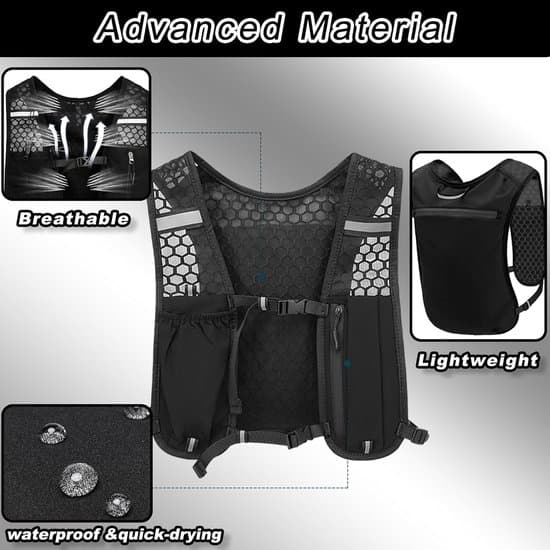 Hydration Running Vest, Lightweight Backpack 500ml, Adjustable