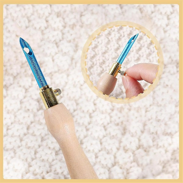 23-dels Punch Needle-set, Träskaft Justerbart För Vuxna Nybörjare Broderi