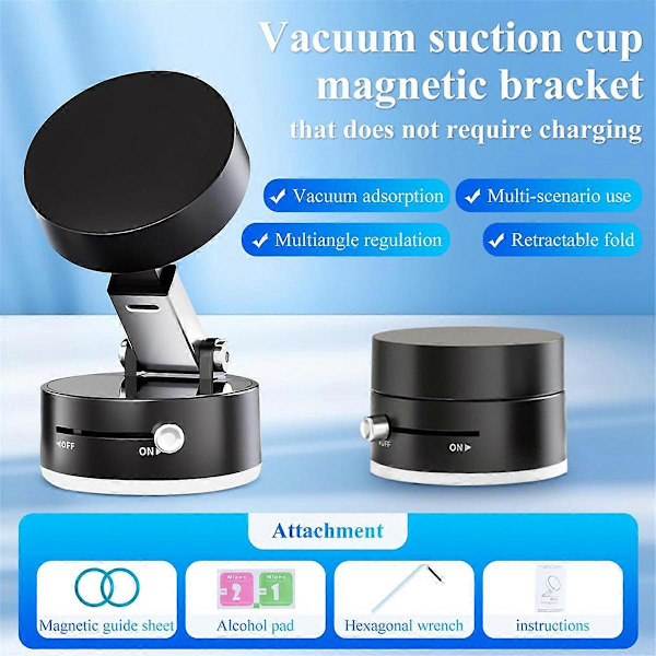 Magnetisk Vakuum Sugpropp Telefonhållare, Magnetisk Multifunktionell Hållare, Vikbar och Utdragbar Magn