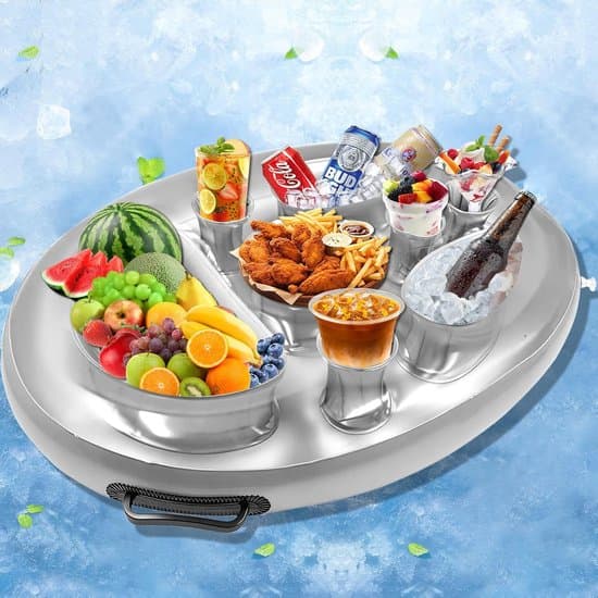 Inflatable Drink Holder and Pool Tray | 8-Hole Floating Pool Bar, for Parties/Beaches