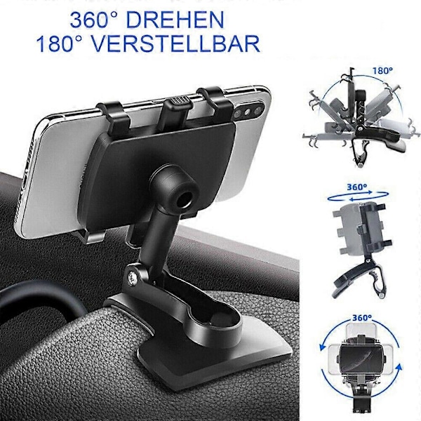 Bilhållare för instrumentbrädan, Universal Bilhållare, 360° Rotationsbar Bilhållare för iPhone, Samsung, Xiaomi, Oppo, Motorola, Blackvi