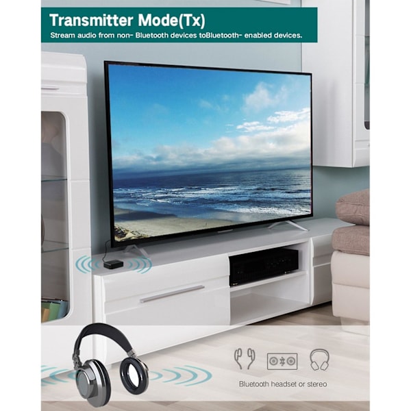 Bluetooth Audio Receiver Transmitter BT 5.0 3.5mm Stereo AUX Musik Trådløs Adapter Håndfri Opkald
