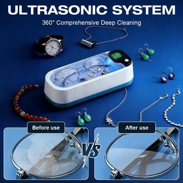 Ultralydsrenser, til briller, 300 ml professionel sonisk renser med 2 rengøringstilstande, USB ultralydsrenser