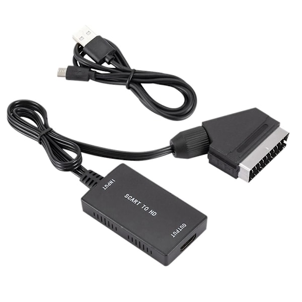 Scart till Konverterare med Kabel HD-adapter 720p 1080p Video Audio Konverterare Adapter för TV-skärm Pro