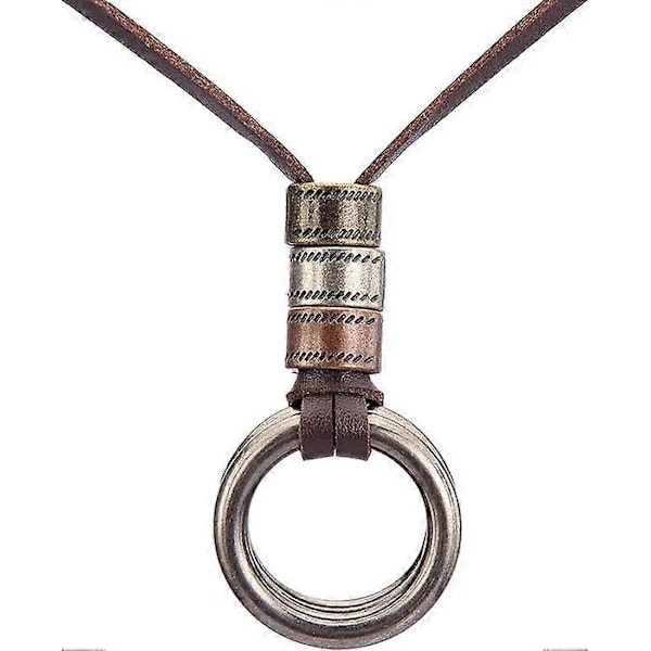Nahkainen kaulakoruketju monikerroksinen puinen riipus kaulakorut vintage-korut boho pitkä neulepusero kaulakoru naisille miehille