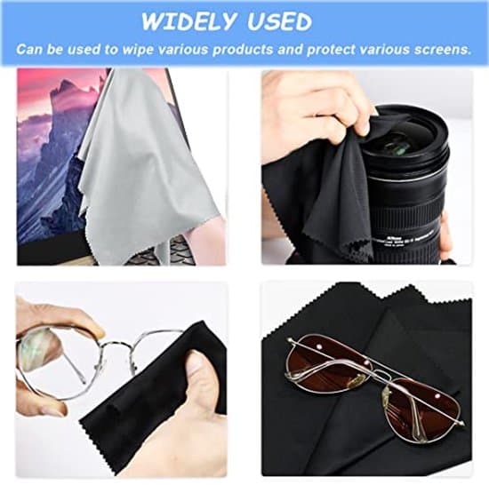 Microfiber Cleaning Cloths, 20-Pack - Black and Grey, Reusable and Durable - Perfect for Cleaning Glass and Electronics.