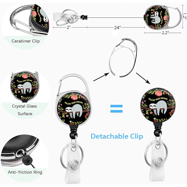 Retractable ID Card Holder MultiColor animal