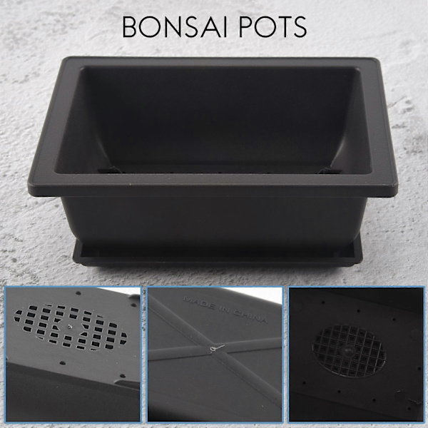 6-Sæt Bonsai Potter - Klassisk Dyb Vandbakke med Indbygget Net - Til Planter, Blomster, Urter, Plastik Sq