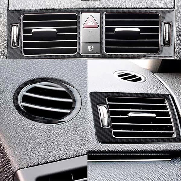 5 stk. Karbonfiber Interiør Konsoll Dashbord Uttak Deksel For C- W204 2007-2013