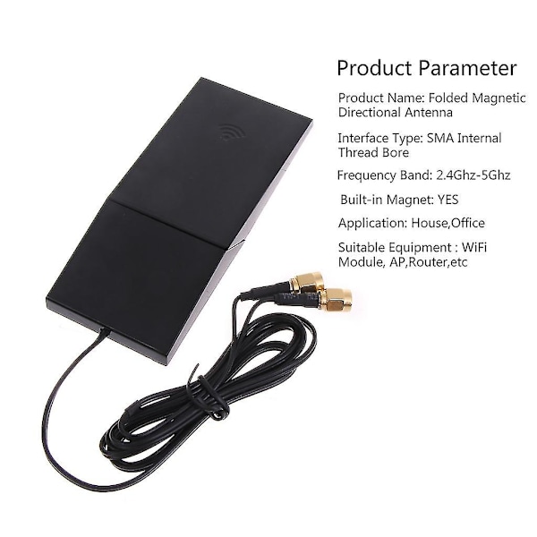 2.4GHz 5GHz Antenne med Magnetisk Base til PC Desktop Computer WiFi Trådløs Router
