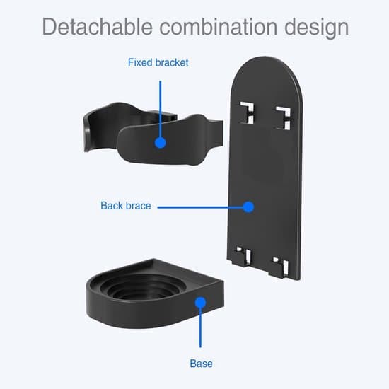2-piece Electric Toothbrush Holder - Wall Mount - Strong Adhesion - Adjustable Height - Bathroom Storage (Universal) - Black