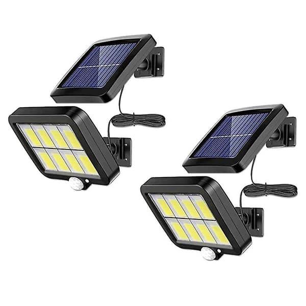 2-pack 2000 Lumen 160 Solcellslampor för vägg IP65 Vattentät Trådbunden Rörelsesensor Säkerhetsbelysning 360 D