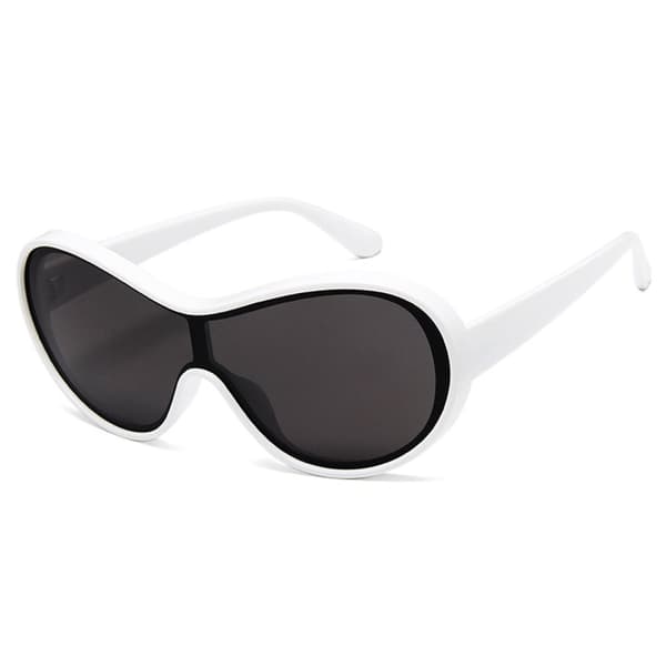 Large Futuristic Sunglasses White Frame Black Lens
