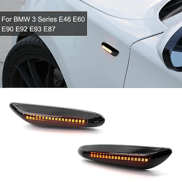 2 st rökfärgade LED-sidomarkeringsljus blinkers för BMW 3-serie E46 E60 E90 E92 E93 E87