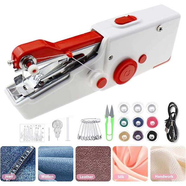 Handhållen symaskin, Mini Handy Portable Cordless symaskin Elektrisk reparationsstygnverktyg för tyg Diy Husdjur Barnkläder Gardin Resor H