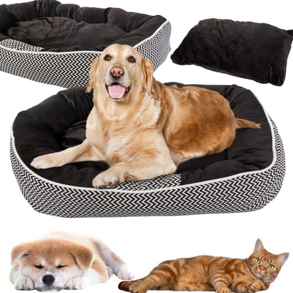 Dog bed soft, comfortable, fluffy and plush bed with pillow