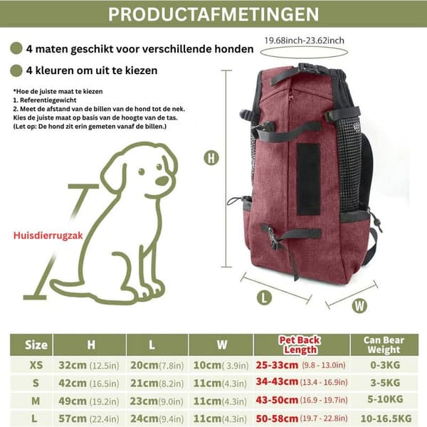 Dog Backpack - Dog Carrier - Dog Bag - Red
