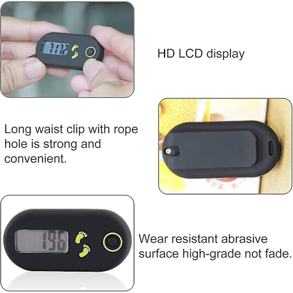 Mini Stegräknare Clip 3D Digital Stegräknare Kaloriräknare Bärbar Stegräknare För Jogging Vandring Löpning Promenader