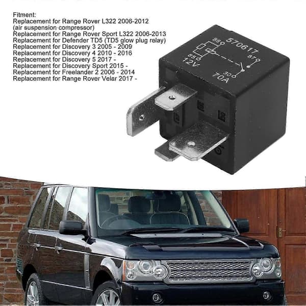 Luftaffjedringspumpe Kompressor Relæ 12W 70A LR023964 til Range Rover L322 2006 til 2012