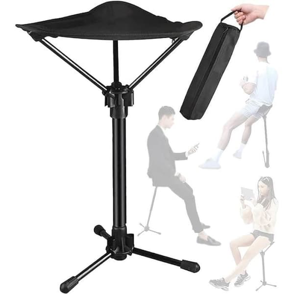 10 STK Sammenklappelig Teleskopskammel - Justerbar Højde 60-79 cm - Bæreevne op til 150 kg - Sort