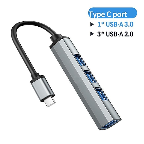 4-ports USB 3.0 Hub USB-hub Hög Hastighet Typ C Splitter 5Gbps För PC Datortillbehör Multiport HUB 4 USB 3.0 2.0 Portar