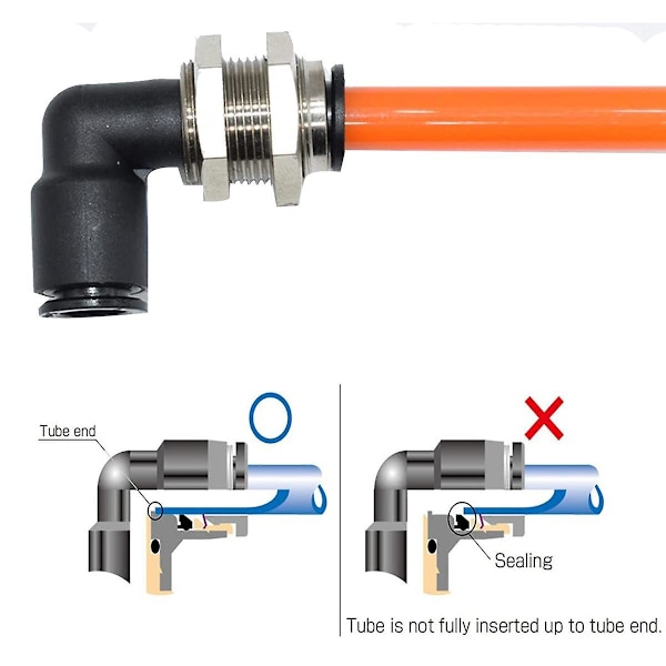 10 st Bulkhead Elbow 1/4 tum x 1/4 tum Rörsvetsning, 90 Grader Elbow Pneumatisk