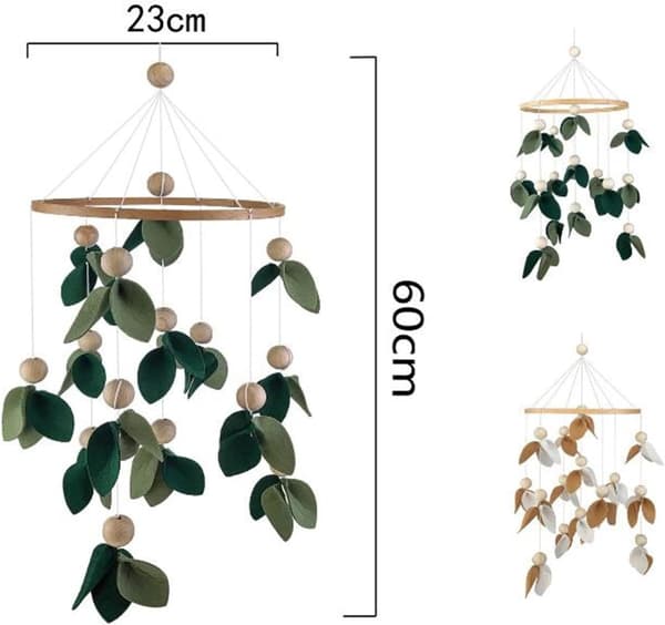 3D Mobile Crib with Trumpet Leaf Design for Nursery (Green)
