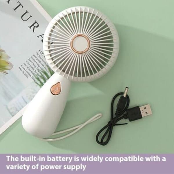 Lille bærbar ventilator. Genopladelig lommeventilator - bærbar ventilator med lys - hvid.