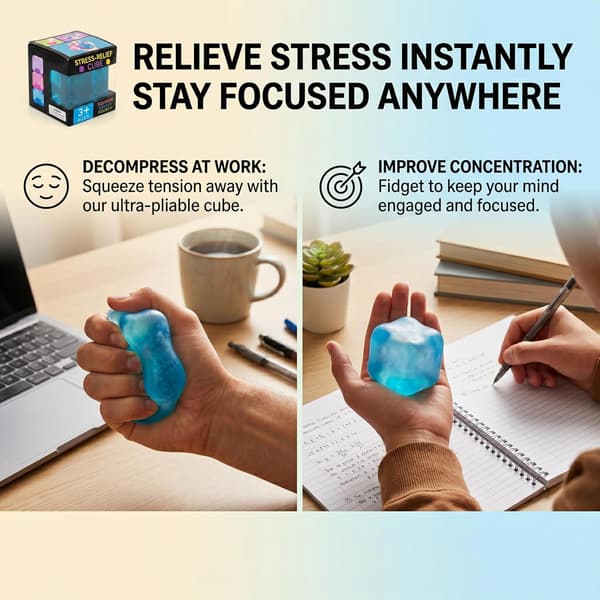 Needoh Nice Cube Stressipallo & Aistilelu Sininen