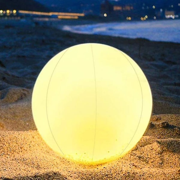 Oppblåsbar LED Strandball, 13 Farger Lysende Oppblåsbare Baller, Utendørs Strand Svømmebasseng Lekeball med LED-lys