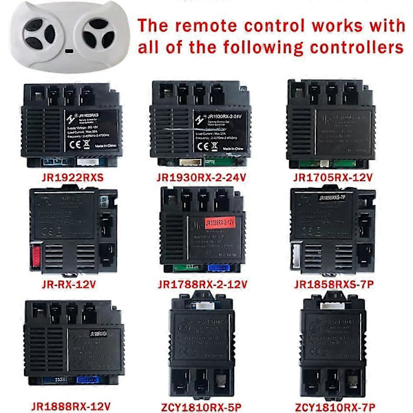 SBSG JR1602FCC 2.4G Bluetooth-fjärrkontroll för Power Wheels, JR1839FCC Vit fjärrkontroll för elektrisk leksaksbil JR1603, JR1810, JR1958, JR1