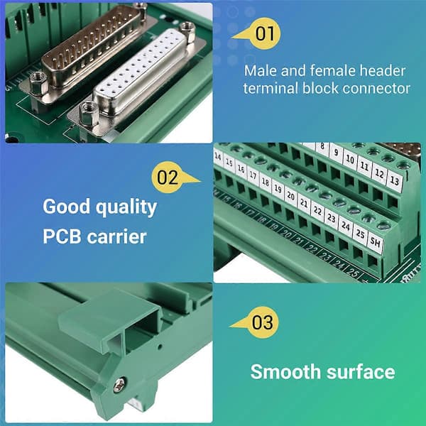 DB25 DIN-skinne monteringsinterface modul han/hun stik breakout board