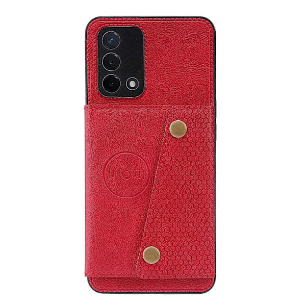 Til OPPO A74 4G Dobbelt Spænde PU + TPU Stødsikkert Magnetisk Beskyttelsesetui med Kortslot & Holder