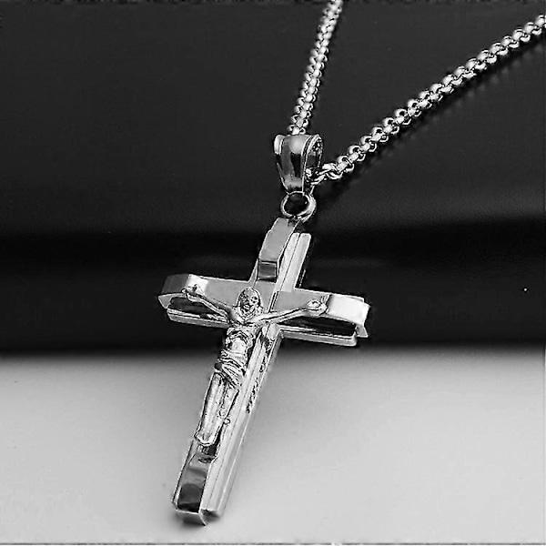 Kors Rustfritt Stål Jesus Titan Herre Anheng Halskjede Tilbehør 2024THO