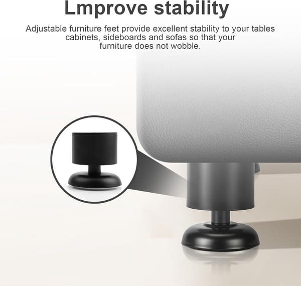 Adjustable Furniture Legs - 4-Piece Height Adjustable Table Leg Set - Metal Table Legs - Suitable for Tables, Cabinets, Sideboards, and Sofas 0XBIT