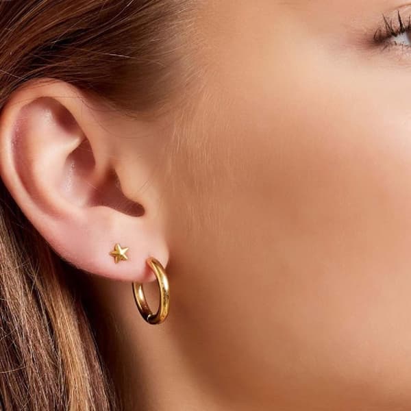 Creoler Simple Hoops Øreringe i Rustfrit Stål Guld XL