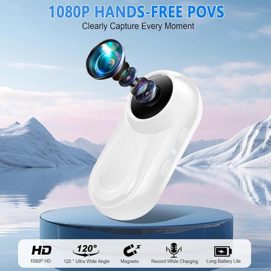 Mini Body Camera 1080P, 512GB, Hands-Free Recording with 360° Rotating Clip