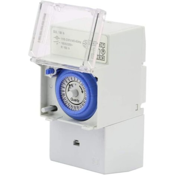 Modulær timer 110-230V – 24-timers programmerbar, vanntett mekanisk timer – 48 programmer – For belysning og elektrisk utstyr – SUL181H