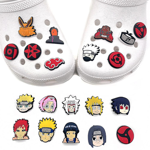 20 kpl Anime Naruto -teemaisia Crocs-kenkien riipuksia DIY-kengille, sandaaleille ja koristeluun, kenkävarusteiden sarja, lahjat