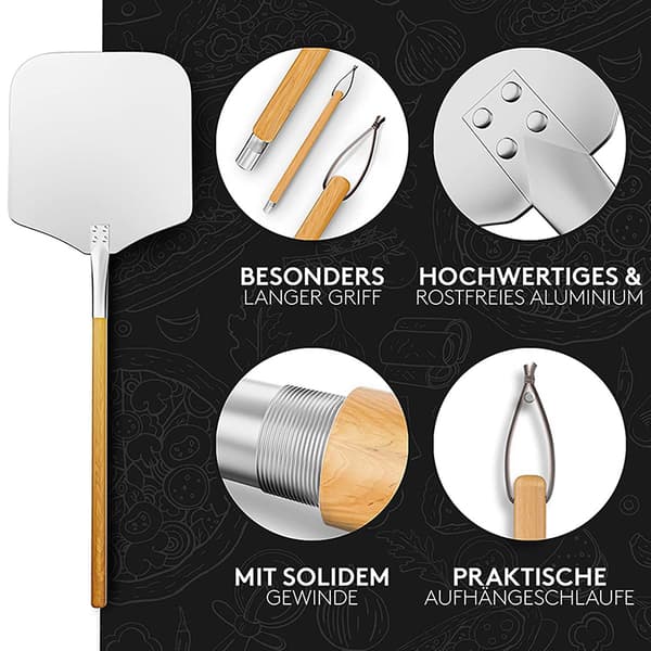 Pizza Pusher, Pizzaspade Laget av Rustfritt Aluminium (90 cm) - Praktisk og Solid Gjenge, Pizzaløfter