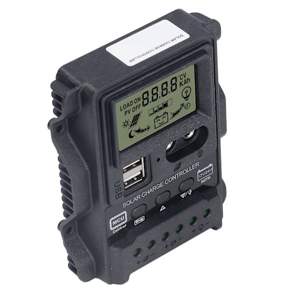 Kaksois-USB aurinkolataussäädin ABS LCD-näyttö PWM-lataussäätimet Valonsäätö 12V24V30A 390W 780W