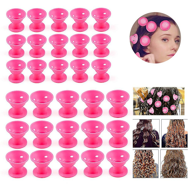 30 Silikone Hår Curlers, Ingen Varme Curlers - Nat Hår Curlers