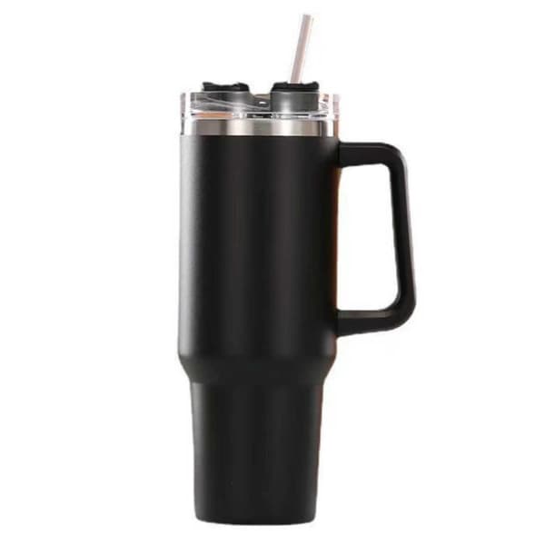 Juomamuki pillillä 1,2L Termospullo kahvalla