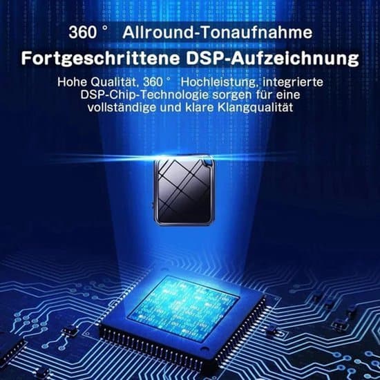 16 GB optager, optager med støjreduktion, USB-interface, optagelse med én knap og stemmeaktiveret optagelse.