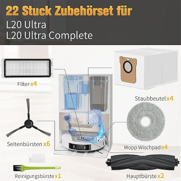 L20 Ultra Complete / L20 Ultra -tarvikkeet / L20 Ultra -varaosasarja pääharjoilla, pölypusseilla