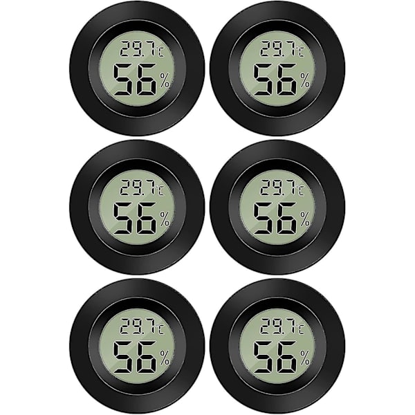 6 stk. LCD Digital Hygrometer Termometer til Drivhuse Biler Hjem