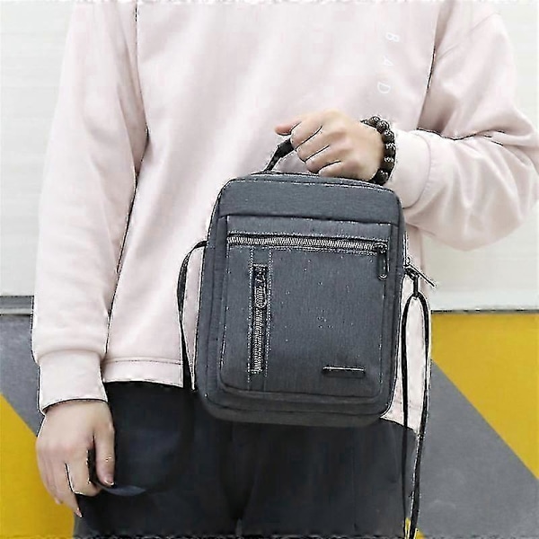 Herre Canvas Taske Business Rejse Skuldertaske Rejse Stor Kapacitet Tote (Sort)