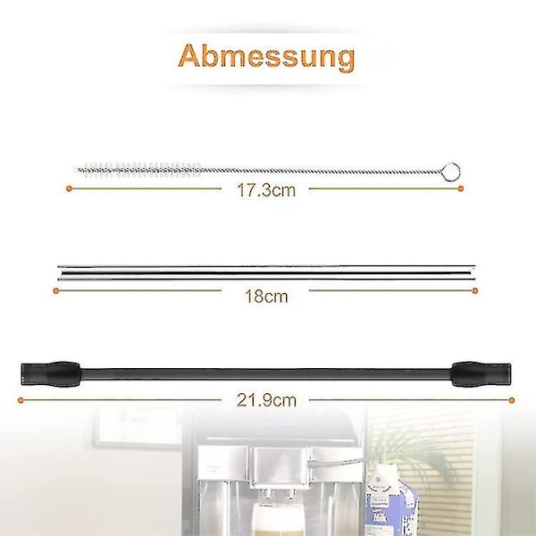 Ersättnings slang + rengöringsborste set: För Bosch Veroaroma, Siemens Eq.6 kaffemaskiner (mörkgrå)