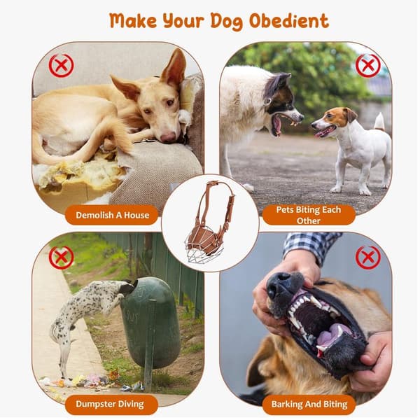Metal Dog Muzzle, Adjustable Dog Mouth Guard for Biting for Large, Medium and Small Dogs M
