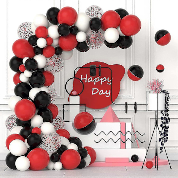 Rød Svart Ballong Garland Kit 2025th